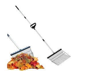 Cultivateur de jardin en métal, râpe à main en acier, poignée étendue, design multi-tine, longueur de 35,5 cm, excellent pour l'épilation manure, les chores de ferme, les soins de la pelouse ou le
