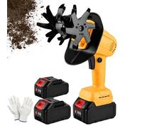 Cultivateur électrique sans Fil avec 2 Batteries, rotavateur de Jardin portatif, Largeur de Travail de 12,8 cm et Profondeur de 10,3 cm, Dents à 4 rangées pour la Culture du Sol de la pelouse