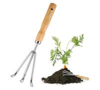 Cultivateur manuel en métal avec poignée en bois, fourche manuelle, outil à main pour pelleteuse de mauvaises herbes (style B - 3 pointes)