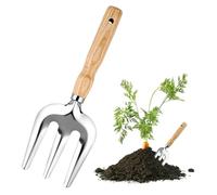 Cultivateur manuel en métal avec poignée en bois, fourche manuelle, outil à main pour pelleteuse de mauvaises herbes (Style C - 3 pointes)