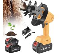 Cultivateur Portable Sans Fil Avec 2 Batteries, Largeur De Labour De 12,8 Cm Et Profondeur De 10,3 Cm, Rotavator électrique De Jardin Pour Ameublir Le Sol Et Désherber yellow