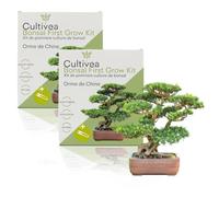 CULTIVEA® 2 x Kit First Bonsai- Kit de première culture de Bonsaï - Prêt à Pousser avec Graines & Accessoires - Idée Cadeau Jardinage | Made In France (Orme de Chine)