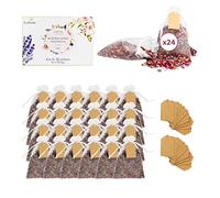CULTIVEA® 24 sachets de Fleurs séchées et pétales de Lavande - Rose et Lavande - Décoration, Saint Valentin, Anniversaire, Mariage, Bapteme, Pot pourri - Biodegradable, désodorisant, Naturel, parfumé