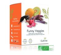 CULTIVEA® Kit Légumes Insolites Bio - Assortiment de Graines Potager (Melon Boule d'Or, Haricot Nain Violet, Radis Noir, Radis Bleu, Betterave Chioggia) - Kit Graines Potager Complet - Idée Cadeau