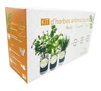 Cultivea® Kit Prêt à Pousser d’Herbes Aromatiques - Graines 100% Bio - Made in France - Jardin Potager d’intérieur - Plante (Menthe, Coriandre, Thym) - Idée Cadeau