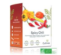 Cultivea® Kit Prêt à Pousser Piment - Graines 100% biologiques - Jardinez et dégustez - Idée Cadeau (Piment de Cayenne, Piment Fort Barak, Piment Hungarian, Piment Bonbon, Piment Habanero Orange)