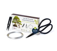 Cultivea - Lot de 3 outils pour bonsaï : acier, cisailles, ciseaux ronds, fil aluminium