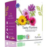 CULTIVEA® Mini Kit Prêt à Pousser Fleurs Comestibles Bio - Coffret Graines à Planter avec Cosmos, Calendula, Bleuet, Malva et Coquelicot - Kit Graines Complet - Idée Cadeau Jardin, Noël