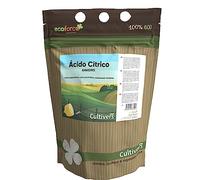 CULTIVERS Acide citrique anhydre 1 kg en poudre, apport 100 % pur, nettoyant multi-usages
