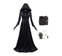 cultofmoon Bela Dimitrescu Robe de cosplay médiévale gothique rétro à capuze noire à manches longues avec capuche vampire sorcière jeu Village costume de cosplay Halloween carnaval