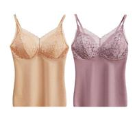 2 Pcs Hiver Dames Micropolaire Chaud Débardeurs avec Soutien-Gorge Intégré, Débardeurs Thermiques pour Femmes sous-Vêtements en Dentelle, Camisole Gilet sans Manches Maillot De Corps Cami Top,