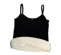 CuLtP 3 Pcs Femmes Doublé Polaire sous-Vêtements Cami Débardeur, Dames Thermique sans Manches Camisole Doublé Polaire Cami Débardeur Vêtements Thermiques Femmes pour l'hiver,3 Pcs Noir,S