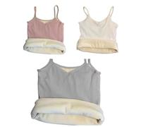 CuLtP 3 Pcs Femmes sous-Vêtements Doublés De Polaire Cami Débardeur, Dames Thermique sans Manches Camisole Doublé De Polaire Cami Débardeur Vêtements Thermiques Femmes pour l'hiver,Blanc,Rose,Gris,M