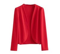 CuLtP Boléro À Manches Longues pour Femme, Boléro Tricoté Doux, Veste Ouverte sur Le Devant, Cardigan, Cardigans Fins Courts pour Robes De Soirée Décontractées, Rouge, XXL