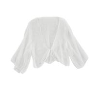 CuLtP boléro cérémonie Boléro Léger en Mousseline De Soie pour Femme Cardigan Transparent À Lacets sur Le Devant Vestes De Soirée Élégantes Robes Boléro De Mariage Cover Ups Blanc M