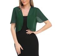 CuLtP Bolero Femme Boléro Court en Mousseline De Soie pour Femme Cardigan Transparent Léger À Manches Courtes Chemisier De Mariage Robes De Soirée Châle Vert 3XL