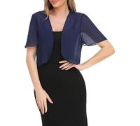 CuLtP Bolero Femme Chic et Elegant Boléro Court en Mousseline De Soie pour Femme Cardigan Transparent Veste D'Été Légère À Manches Courtes Chemisier De Mariage Boléro Robes De Soirée Châle B