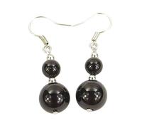 CuLtP Boucles d'oreilles Pendantes À Crochet en Perles D'Agate Noire pour Femmes, 2 Perles Rondes, Boucles d'oreilles Pendantes en Cristal Faites À La Main avec Pierres Précieuses Chakra, Idées