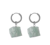 CuLtP Boucles d'oreilles Pendantes en Aventurine Verte Brute Naturelle avec Pendentif Irrégulier, Boucles d'oreilles Créoles en Pierres Précieuses, Bijoux D'Équilibre Reiki en Cristal, Cadeau Po