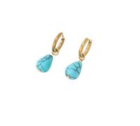 CuLtP Boucles d'oreilles Pendantes en Forme De Goutte d'eau Bleu Turquoise Naturel, Boucles d'oreilles Pendantes en Cristal De Chakra avec Pierres Précieuses Faites À La Main, Boucles d'oreilles H
