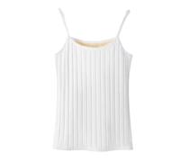 Camisole Thermique sans Manches pour Dames, sous-Vêtements d'hiver, sous-Vêtements Doublés en Polaire, Débardeur Thermique, Chemises Thermiques en Coton pour Maillot De Corps Femme,Blanc,S