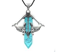 CuLtP Collier En Cristal Turquoise Naturel Vert Épée De Cupidon À Pointe Hexagonale Collier Pendentif Collier En Cristal De Guérison Reiki Bijoux Chakra Cadeau Pour Femmes Hommes