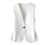 CuLtP Gilet De Costume pour Femme Entièrement Doublé, Coupe Ajustée, Col en V, Un Bouton, Gilet De Smoking, Gilet Habillé Vintage, Gilet De Costume Formel Décontracté, Manteau De Dessus D'Ét