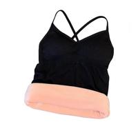 CuLtP sous-Vêtement Thermique pour Femme avec Soutien-Gorge Intégré, Doublure en Polaire Thermique, Débardeur Chaud d'hiver pour Femme, Caraco Croisé sans Manches, Noir