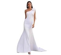 CULTP Taille resserrée, tempérament en queue de poisson, petit homme sexy, robe de mariée élancée robe à une épaule, blanc, US:8