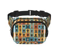 Cultural Icons Sac banane carré double couche avec sangle réglable pour activités de plein air, noir, taille unique, Noir , Taille unique