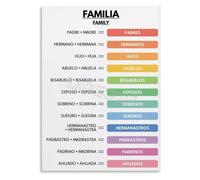 Cultural Learning Poster Hispanic Heritage Wall Art Home School Decor | Common phrases mi familia es importante love belonging expressed language(Magnetic,12x18inch(30x45cm))