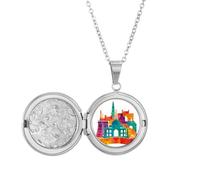 Culture Architecture Landmark Médaillon Collier Hold Photo Bijoux Cadeau d'anniversaire
