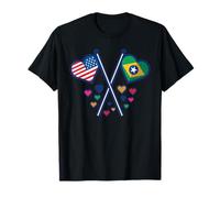 Culture brésilienne américaine - Drapeaux Mignons en Forme de cœur T-Shirt