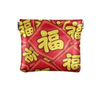 Culture traditionnelle chinoise Nouvel An, personnage de bénédiction en cuir PU, petit porte-monnaie étanche, organiseur d'articles personnels pour dame, Culture traditionnelle chinoise Nouvel An