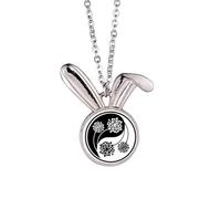 Culture Yin-Yang Fleur Design Lapin Collier Pendentif Lapin Animal Bijoux Cadeau