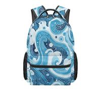 Cumagical Sac à dos d'école décontracté pour garçons - Joli sac à dos de voyage - Deux compartiments zippés - Poignée supérieure - Poches latérales en maille, Ocean Wave, M, Décontracté
