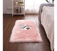Cumay Peau d'agneau Tapis/Imitation Toison Moquette | Décoration Tapis Fourrure synthétique pour Le Salon, de Chaise Canapé Natte la Chambre à Coucher ou d'enfants, Lit (Rose, 70x135cm)