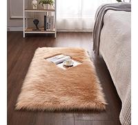 Cumay Peau d'agneau Tapis/Imitation Toison Moquette | Décoration Tapis Fourrure synthétique pour Le Salon, de Chaise Canapé Natte la Chambre à Coucher ou d'enfants, Lit (Marron, 70x135cm)