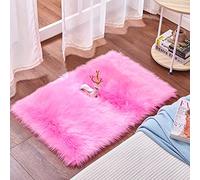 Cumay Peau d'agneau Tapis/Imitation Toison Moquette | Décoration Tapis Fourrure synthétique pour Le Salon, de Chaise Canapé Natte la Chambre à Coucher ou d'enfants, Lit (Rose Red, 60x90cm)