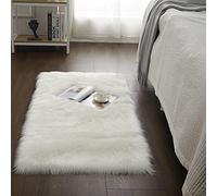 Cumay Peau d'agneau Tapis/Imitation Toison Moquette | Décoration Tapis Fourrure synthétique pour Le Salon, de Chaise Canapé Natte la Chambre à Coucher ou d'enfants, Lit (Blanc, 70x135cm)