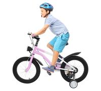 CUMELLIIR Vélo pour enfant 16 pouces garçons et filles, vélo avec roues stabilisatrices et lumière, réglage de la hauteur, vélo en acier au carbone pour enfants à partir de 4, 5, 6, 7 ans, rose