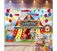 CUMIA Toile de Fond de Cirque Rouge - Décorations de fête sur Le thème du Carnaval - Fond d'anniversaire pour Photographie d'enfants, Tente de Carnaval, fête d'anniversaire, bannière Photo, accessoir