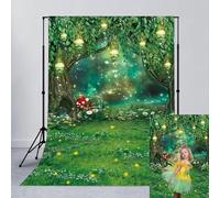 CUMIA Toile de Fond de forêt enchantée de 1,8 x 2,4 m pour Photographie de Champignons, Papillons, forêt de rêve, bannière du Pays des Merveilles, Portrait de Fille, décoration de fête d'anniversaire