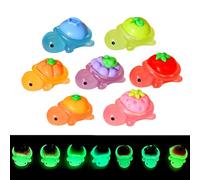 Cumnvulnt Lot de 49 figurines de tortues fruitées en résine, phosphorescentes dans le noir (citrouille, tomate, fraise, etc.) - 7 mini tortues lumineuses en résine