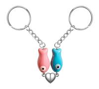 Cumnvulnt Porte-clés pour partenaire, porte-clés poisson avec connexion magnétique, céramique de haute qualité, porte-clés pratique, idée cadeau romantique pour couple