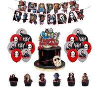 Cumpleaños Decoracion Asesino Deco Cumpleaños Terror Globos de Fiesta Asesino Globos Decoracion Killer Decoración de Tartas Películas de Terror Pancartas