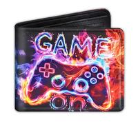 Cunegra Portefeuille de jeu pour enfants, protection RFID, pour garçon, avec design manette de jeu, portefeuille cool pour adolescents, porte-monnaie pour enfants avec motif Game ON, 12 x 10 cm
