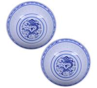 Cunlvyyds 2pcs Bol de nouilles ramen, en porcelaine bleue et blanche bols chinois, 7x3 800 ml grand bol en céramique soupe chinoise pour dessert, soupe, céréales, riz et plus, nouilles ramen