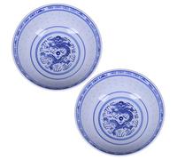 Cunlvyyds 2pcs Bol de nouilles ramen, en porcelaine bleue et blanche bols chinois, 7x3 800 ml grand bol en céramique soupe chinoise pour dessert, soupe, céréales, riz et plus, nouilles ramen