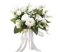 Cunlvyyds Bouquets de mariée pour Bouquets de Mariage Bouquet Demoiselle d'honneur Blanc Bouquet Fleurs artificielles pour Fournitures fête Décoration d'intérieur.